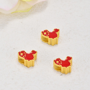 Pulsera de aleación con mapa de China, chapada en oro, diseño 'I Love China' para la creación de joyería DIY, primavera 2024 - Product Image 4