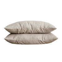 Housse de coussin rectangulaire en lin naturel 100% pré-lavé, couleur unie, fermeture à rabat, style Wabi Sabi pour canapé