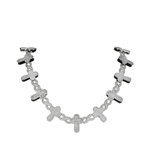 Collar de Cadena de Cuerda con Cruz de Diamantes de Moissanita VVS de Plata Esterlina 925 de 6mm en Oro Blanco para Hombre, Venta al por Mayor de Fábrica - Product Image 1