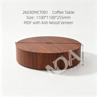 Ensemble de tables basses cylindriques rondes en MDF avec placage en bois de frêne, tables d'appoint gigognes pour salon