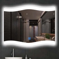 Miroir LED ovale avec motif lumineux incurvé symétrique, miroir de vanité intelligent sans cadre rétroéclairé pour salles de bain de luxe