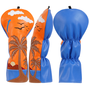Housse de tête de club de golf brodée motif cocotier, accessoires de golf tropicaux, cadeau, vente en gros - Product Image 3