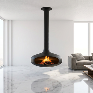 Cheminée suspendue UFO personnalisée avec <span class=keywords><strong>foyer</strong></span> intégré <span class=keywords><strong>au</strong></span> murs en briques, fonctionnant <span class=keywords><strong>au</strong></span> bois/éthanol/<span class=keywords><strong>gaz</strong></span>, pour villa, gîte ou usage commercial - Product Image 1