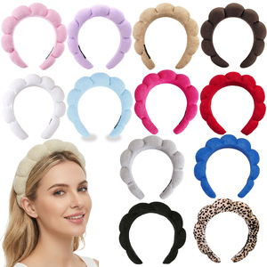 عصابة رأس إسفنجية بلون موحد للنساء والفتيات بأسلوب أوروبي-أمريكي للاستخدام اليومي في الحمام والمكياج والسبا والعناية بالوجه - Product Image 1