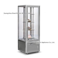 Réfrigérateur commercial vertical à température unique à 360 degrés, vitrine à gâteaux rotative à 4 côtés en verre, boulangerie