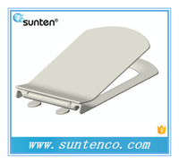 Couvre-siège de toilette Sunten SU021 à fermeture douce et à dégagement rapide, luxueux, ultra fin, carré, en matériau UF