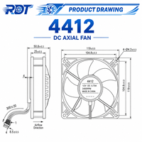Ventilateur axial compact industriel 12V DC 4412FM 120mm 3.2W à haut débit d'air avec roulement à billes pour système de refroidissement de coffret électronique