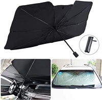 Parasol de voiture pliable à quatre volets avec revêtement noir, 10 baleines, personnalisable, anti-UV, accessoire pare-brise
