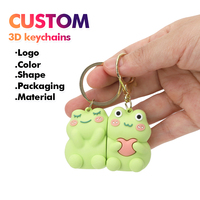 MOQ 3000 pièces, porte-clés personnalisé en caoutchouc/silicone/PVC, design 3D, écologique, dessin animé mignon, animal, avec logo personnalisé