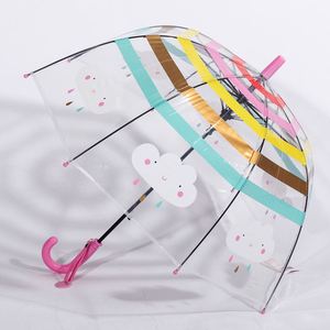 Parapluie Enfant Arc-en-ciel Transparent de Luxe avec Poignée Arc, Motif Nuages Créatifs et Mignons, Ouverture Automatique, Logo Personnalisable - Importé - Product Image 2