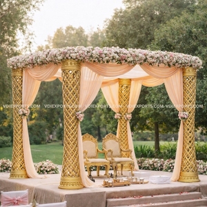 Mandap de Lujo con Pilares de Rejilla, Decoración Clásica para Bodas en India y Eventos Premium - Product Image 3