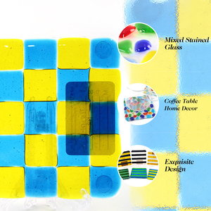 Modern Decor Square Checkered Coaster Glass Drink Coasters for Table, <b>Kitchen</b> <b>Accessories</b> - Product Image 2