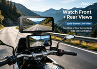 Écran CarPlay HD Aoocci C9 ProMax 6 pouces pour moto, caméra de tableau de bord avant et arrière, Android Auto sans fil, écran partagé pour motocycliste