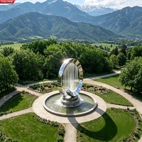 YOUFINE Fontaine sculpturale en acier inoxydable poli miroir, moderne et abstraite, pour l'extérieur, idéale pour les places publiques et les monuments de parcs