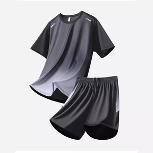 Conjunto Deportivo Unisex de 2 Piezas, Resistente al Viento, de Secado Rápido, Camiseta de Manga Corta con Malla, Pantalones Cortos con Cintura Elástica y Cordón Ajustable, Ligero - Product Image 3