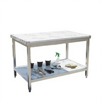 Table de préparation professionnelle en acier inoxydable avec étagère inférieure ouverte pour restaurant, hôtel, vente en gros