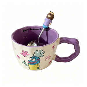 Mug Keramik Buatan Tangan Estetis Desain Pasangan Ikan Kartun Lucu Kapasitas Besar Aman untuk Mesin Cuci Piring dan Microwave Cangkir Air Kawaii untuk - Product Image 6
