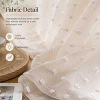 Rideau 100% Polyester Tulle Translucide Moderne Toutes Saisons avec Passe-Tringle et Plis Crayon, Filtrant la Lumière pour la Décoration Intérieure