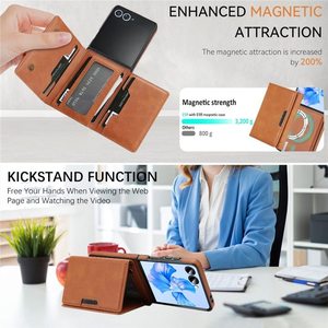 Funda Protectora para Teléfono Móvil con Pantalla Plegable ZFlip7/ZFold6, 5 Protecciones, <span class=keywords><strong>4</strong></span> en 1, Bolsillo Magnético para Tarjetas, Cartera Delgada Mate - Product Image 4