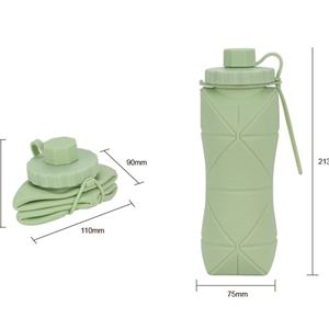 Gobelet d'eau pliable en silicone personnalisé résistant aux hautes températures, bouteille d'eau de sport portable pour les voyages en plein air - Product Image 6