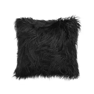 Bán Buôn Tùy Chỉnh Màu Đen Faux Fur Đệm 18X18 Inch Tóc Dài Fluffy Trang Trí Ném Gối Bìa Cho Ghế Sofa Giường