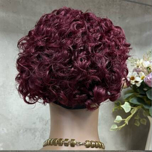 Pixie Cut Cabello humano Sin encaje Diadema 99J Peluca rizada 6 pulgadas en stock están listos para enviar solo 14 $ Puede obtenerlo - Product Image 2