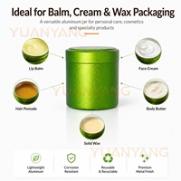 Pot en aluminium vert métallisé personnalisé pour cosmétiques et soins personnels, avec couvercle à vis, pour emballage de baumes naturels et produits de soin bio