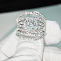 Bague Goutte d'Eau en Moissanite Effet Diamant, Coupe Poire, Couleur D, Pureté VVS, Argent Sterling 925, Certifiée GRA, Style Hip Hop, pour Femme et Homme, Idéal Cadeau