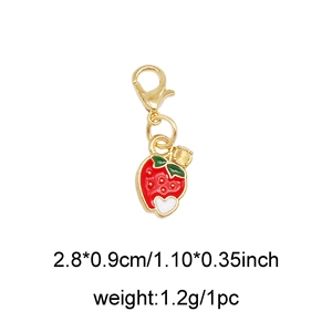 Breloques 3D en émail en forme de fruits (ananas, cerise, avocat, fraise) avec fermoir mousqueton pour porte-clés et bijoux DIY - Product Image 4