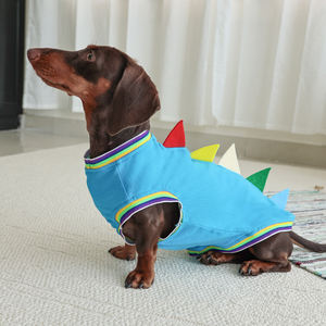 Jaket hewan peliharaan Dachshund mewah rompi anjing poliester halus dengan desain dinosaurus lucu musim dingin sederhana Ukuran XL dan XXL untuk anjing kecil - Product Image 5