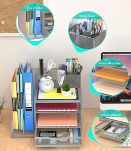 Metal Mesh 4 Tier Paper Letter Tray Desk Storage and Accessories <b>Office</b> Desktop Organizer File Trays - Product Image 3