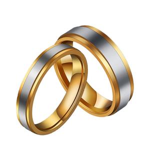 แหวนแต่งงานและหมั้นชุบทอง 14k 18k คุณภาพดี ทนทาน ราคาแพง สำหรับผู้ชายและผู้หญิง ทำจากสแตนเลส - Product Image 5