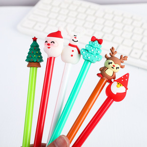 Cadeau de Noël, stylo à encre gel noir en silicone souple, dessin animé kawaii mignon, papeterie en gros - Product Image 1