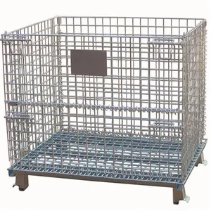 Mô Hình Mới Tùy Chỉnh Heavy Duty Lưu Trữ Có Thể Gập Lại Kim Loại Dây Lưới Hộp Pallet Cage