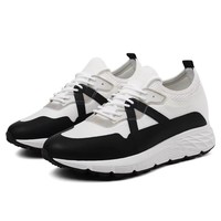 Vente en gros usine Baskets de sport respirantes pour hommes, rehaussantes de 8 cm, en cuir de vachette souple de haute qualité