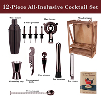 QY-Fty personnalisé directement faire ensemble de shaker à cocktail 18 pièces mixologie barman kit accessoires de bar shakers à cocktail kit de bar co