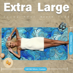 Toalla de Playa de Microfibra Estampada, Estilo Vacacional, de Secado Rápido, Absorbente, Antiadherente, para Salir de Paseo - Product Image 2