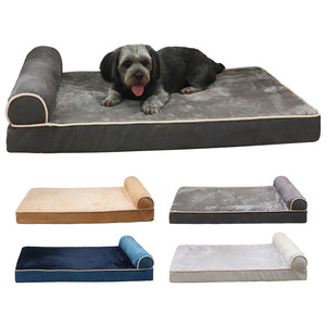 Luxus Anti-Rutsch-Boden Wasserdichtes Haustier bett Hochwertiger Memory-Schaum mit samtigem Deerskin-Wollfaser-Kunst pelz und Kissen - Product Image 1