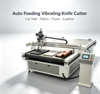 Machine de découpe à couteau vibrant servo motorisé avec alimentation automatique, rainurage et perforation pour tapis de voiture, moquette, bagages et échantillons
