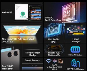 Estreno mundial Teclast T40Air Tablet Android 10,4 ''2K FHD Pantalla 8GB + 256GB Tablet Android 13 Unisoc T616 Octa Core 4G LTE <span class=keywords><strong>PC</strong></span> - Product Image 2