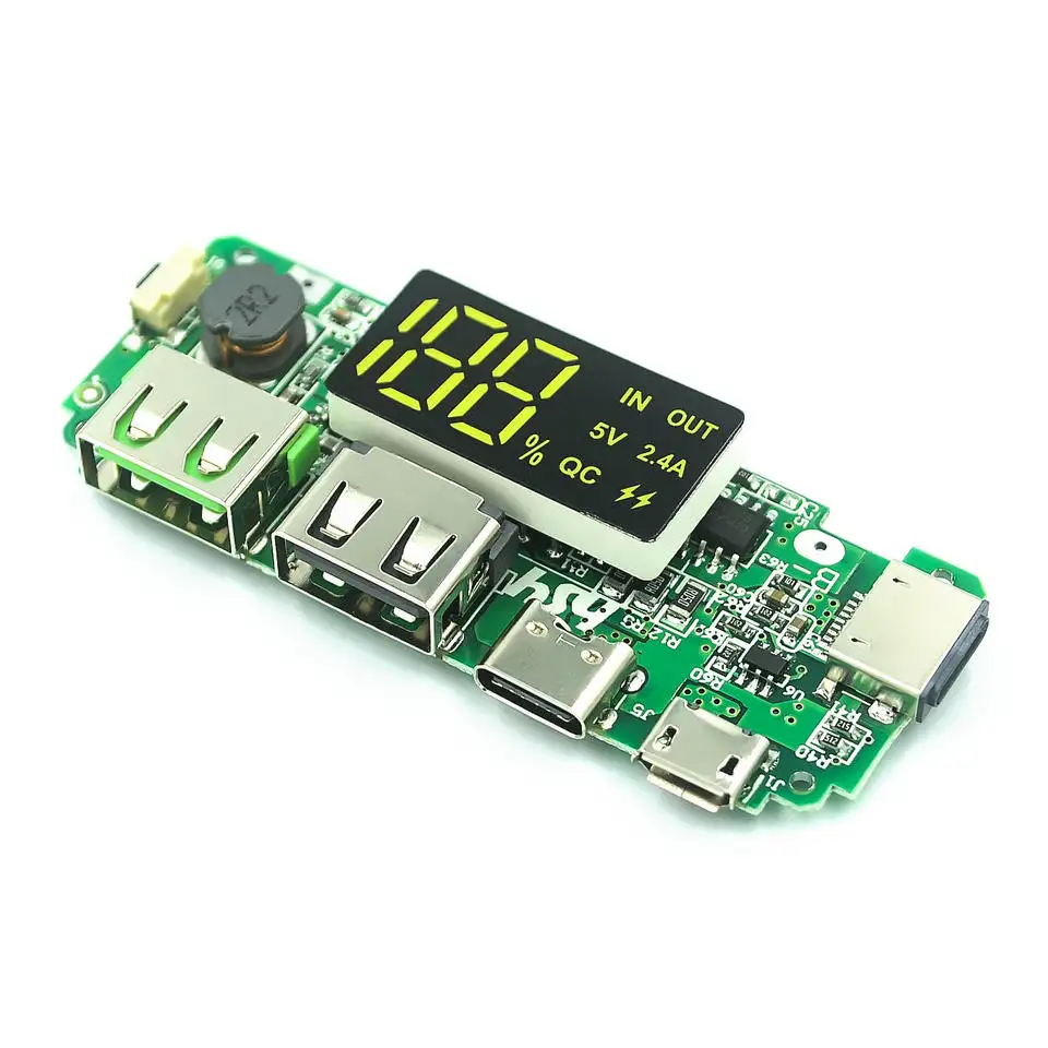 LED Dual USB 5V 2.4A Micro Type-C USB Power Bank 18650 Charging Module Lithium Battery Charger Board Circuit Protection