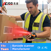 Escáner de Código de Barras Portátil Edoo, Lector de Anillo con Guante para Dedo, 2D QR 5.0, para Android IOS, Inventario, Almacén, Logística