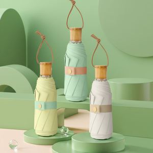 Paraguas Plegable Personalizado con Logotipo OEM, 5 Pliegues, 8 Varillas, Protección UV, Mango de Madera, Recubrimiento de Color, para Mujer, Regalo de Viaje, Marca Propia - Product Image 1