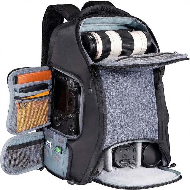 For Leather Camera Backpack Zipper Waterproof for for Sony SLR Cameras Drone Lens Laptop Tripod Accessories