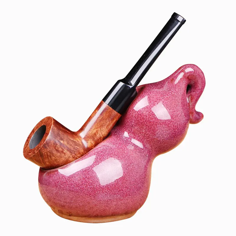 Tobacco Pipe Wood Handmade Pipe Wholesale 9mm Filtered Long Handle Reading Bucket Solid Wood Pipe Set