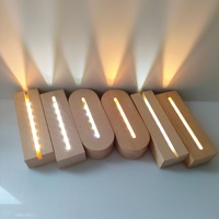 TAIKOO AAA alimenté par batterie 5.9 pouces socle en bois lumière LED présentoir pour personnalisé acrylique veilleuse résine verre Art bricolage