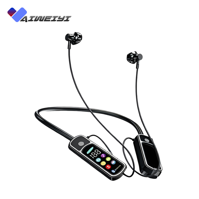 KG16 OEM Neckband Sport Earphones 5.4 LED Display HiFi Stereo ENC Mic 100H Custom Logo Wholesale Factory Bulk