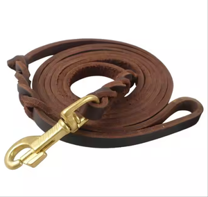 2025 cinturón de seguridad para perros marrón y negro de alta calidad, correa de cuero genuino para perros, correas largas trenzadas para caminar para mascotas, correas de entrenamiento - Product Image 2