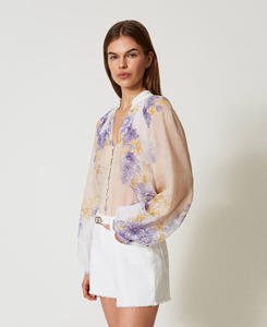 Blusa <span class=keywords><strong>de</strong></span> manga larga con estampado <span class=keywords><strong>de</strong></span> <span class=keywords><strong>flores</strong></span> personalizadas para mujer, Blusa <span class=keywords><strong>de</strong></span> gasa cómoda y <span class=keywords><strong>de</strong></span> alta calidad - Product Image 2