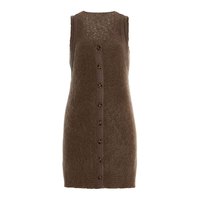 Chaleco de Punto para Mujer, Nuevo y Elegante, Estilo Informal, con Botones, Cuello en V, Sin Mangas, Jersey de Mohair, Mini Vestido